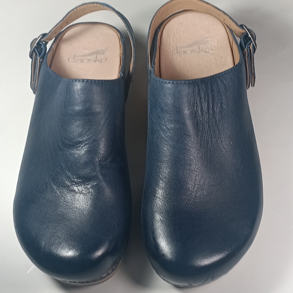 Dansko Blue Leather Mules with Comfort and Style